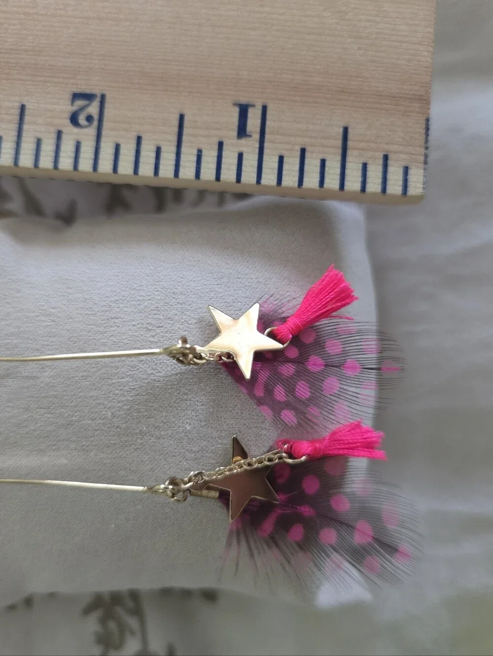 Tory Burch Star Dangle Feather & Tassle Hook Earrings